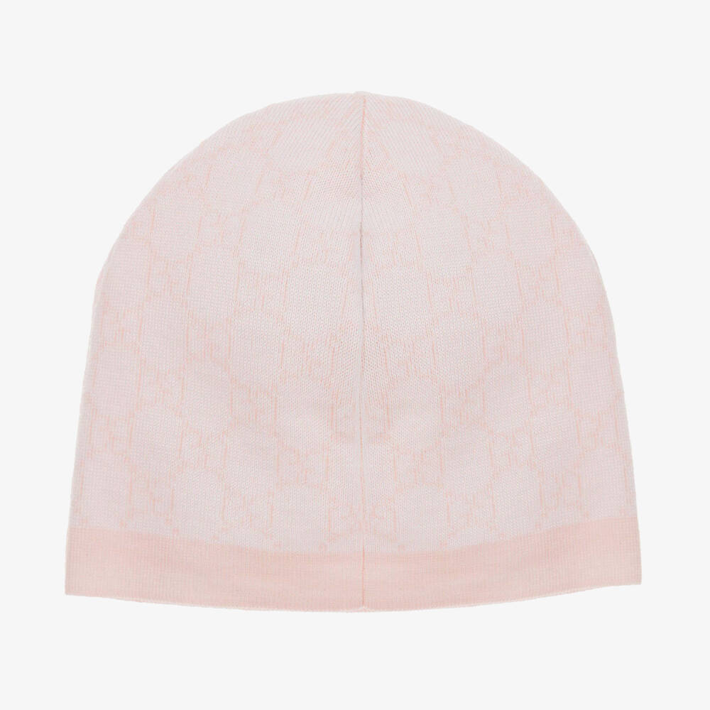 Gucci-Pink & Ivory Wool GG Baby Hat | Childrensalon Outlet