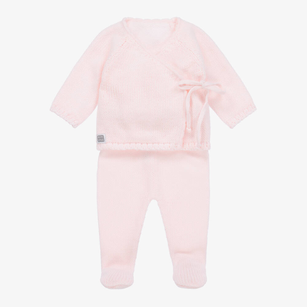 Minutus-Pink Knit 2 Piece Babygrow | Childrensalon Outlet
