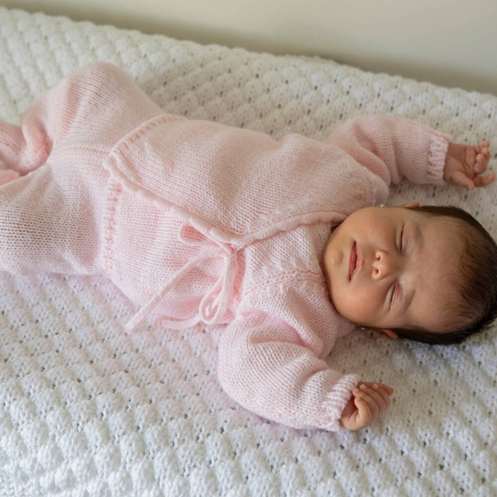 Minutus-Pink Knit 2 Piece Babygrow | Childrensalon Outlet
