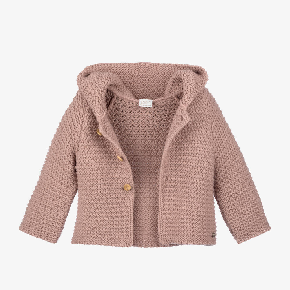PAZ Rodríguez-Pink Knitted Jacket with Faux Fur Collar | Childrensalon Outlet