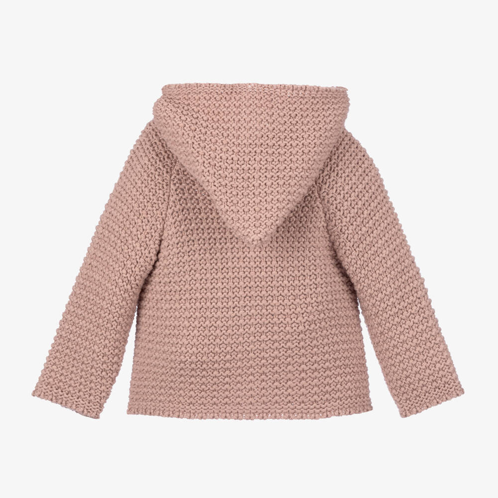 PAZ Rodríguez-Pink Knitted Jacket with Faux Fur Collar | Childrensalon Outlet