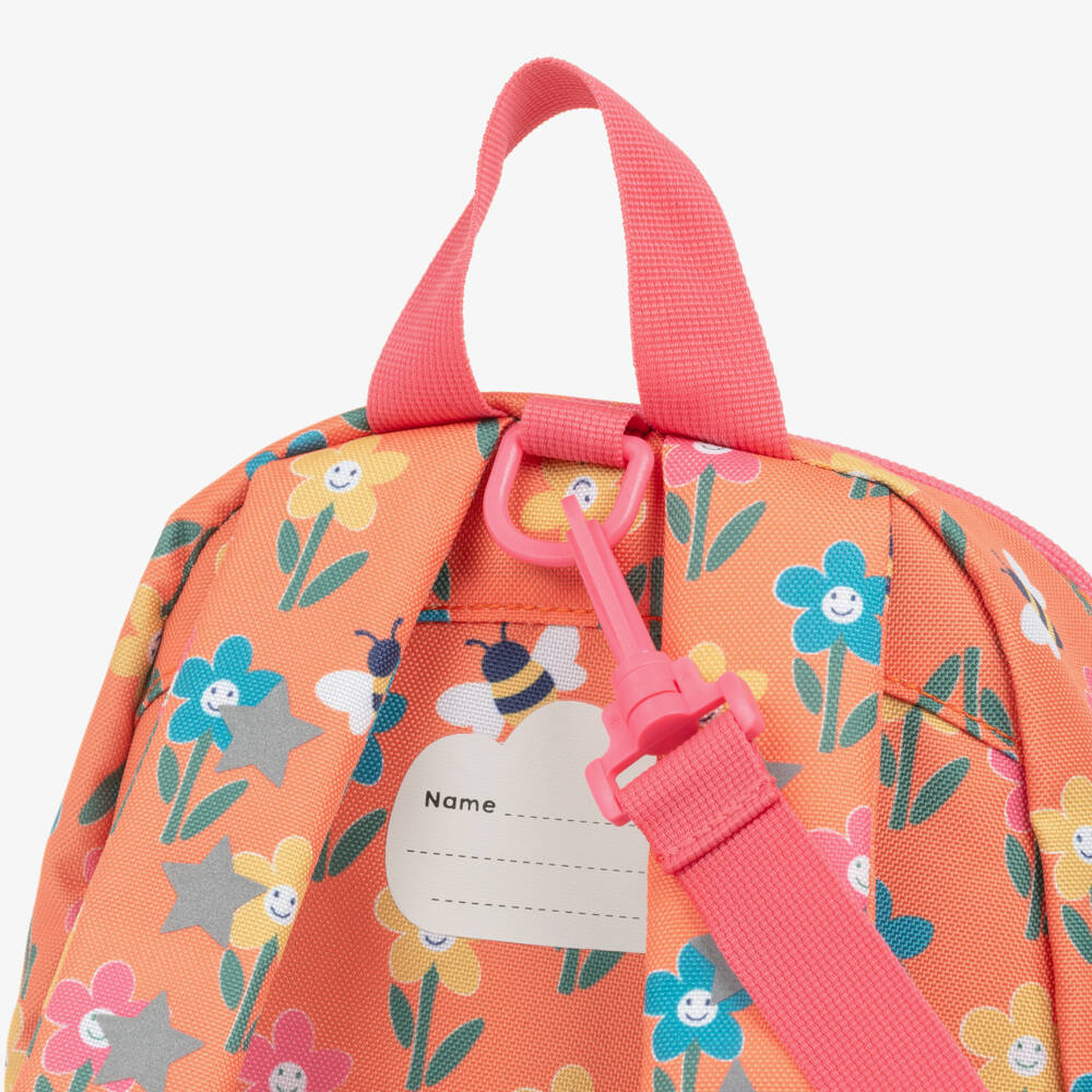 Frugi-Pink & Orange Smiling Flowers Backpack (24cm) | Childrensalon Outlet