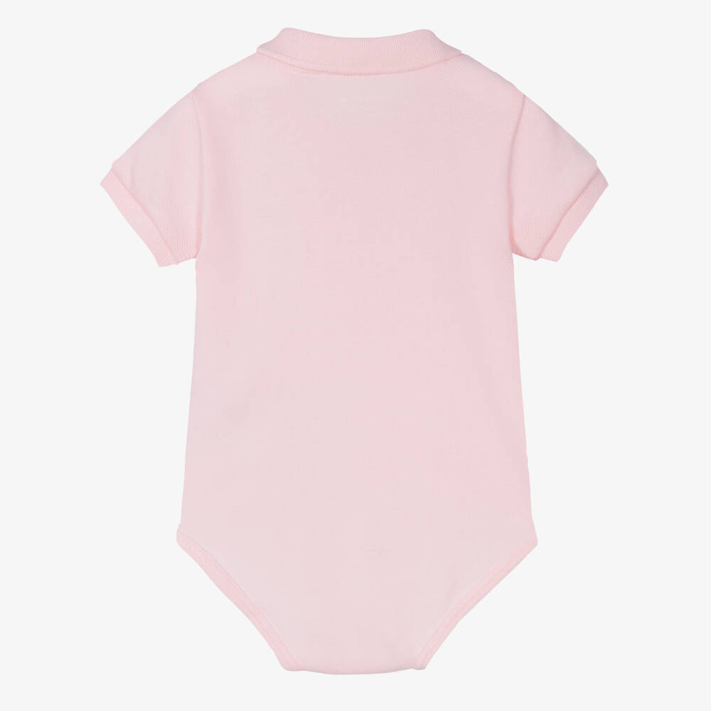 Lacoste-Pink Organic Cotton Polo Bodysuit | Childrensalon Outlet