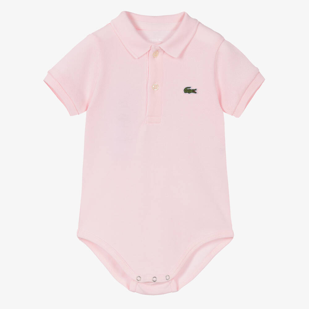 Lacoste-Pink Organic Cotton Polo Bodysuit | Childrensalon Outlet