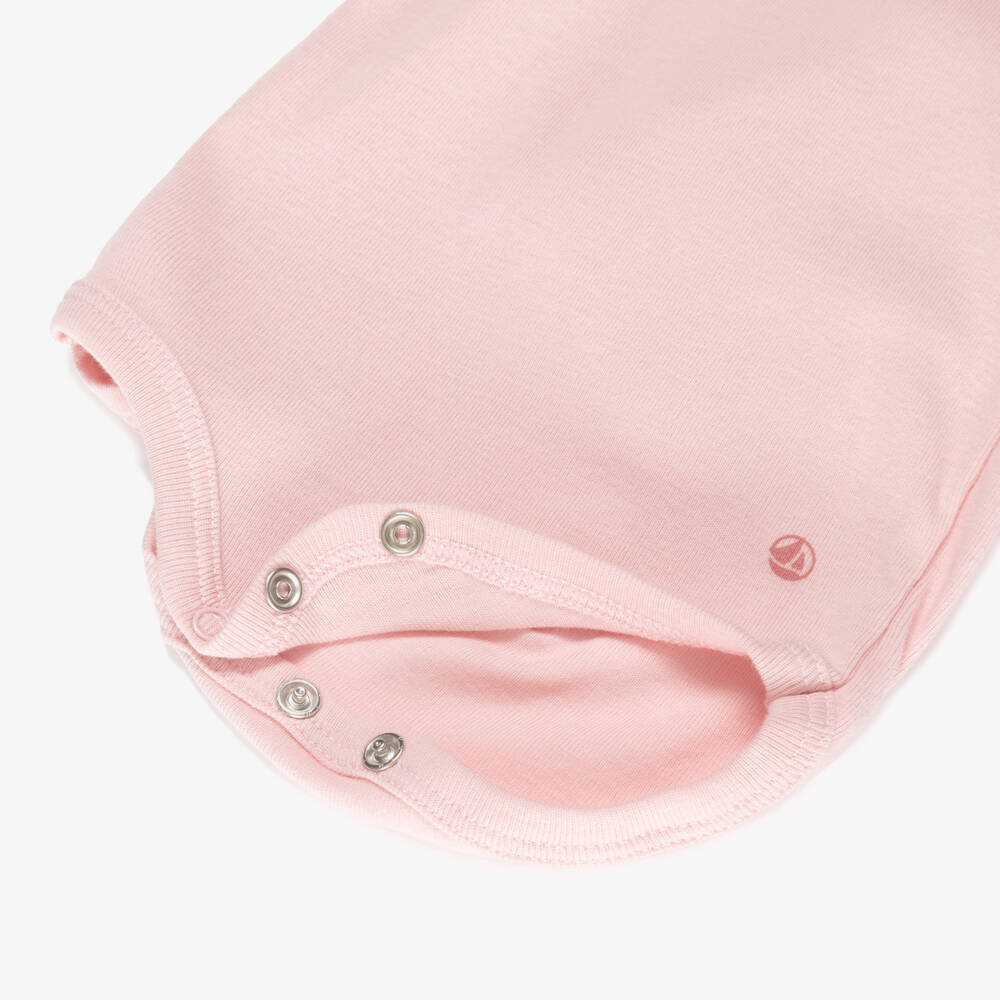 Petit Bateau-Pink Roll Neck Organic Cotton Jersey Bodysuit | Childrensalon Outlet
