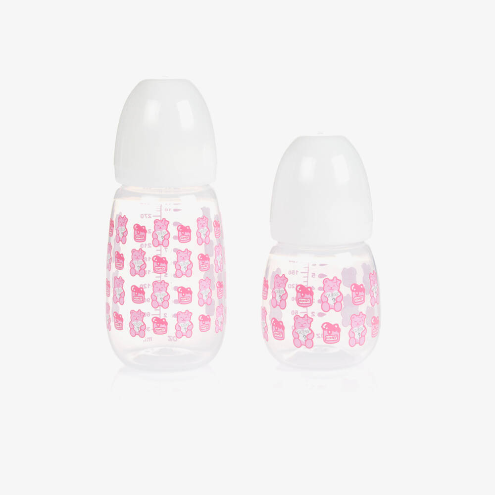Guess-Pink Teddy Bear Bottle & Dummy Set | Childrensalon Outlet