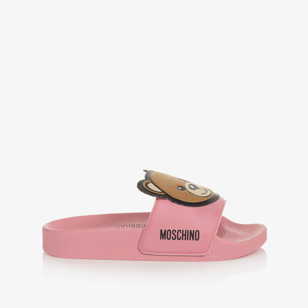 Moschino-Pink Teddy Bear Logo Sliders | Childrensalon Outlet