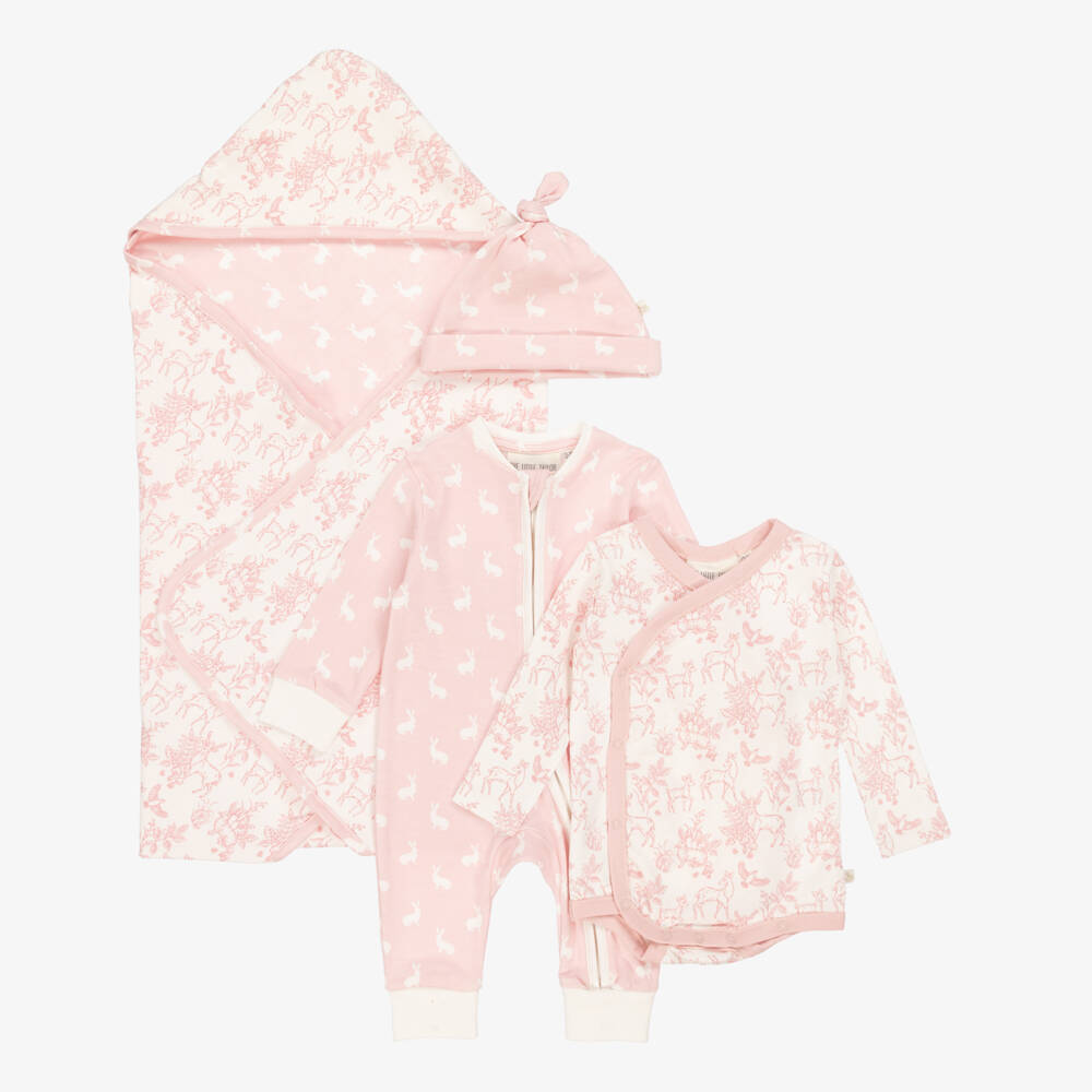 The Little Tailor-Pink Woodland Print Cotton Babysuit Set | Childrensalon Outlet