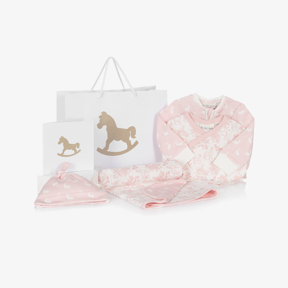 The Little Tailor-Pink Woodland Print Cotton Babysuit Set | Childrensalon Outlet