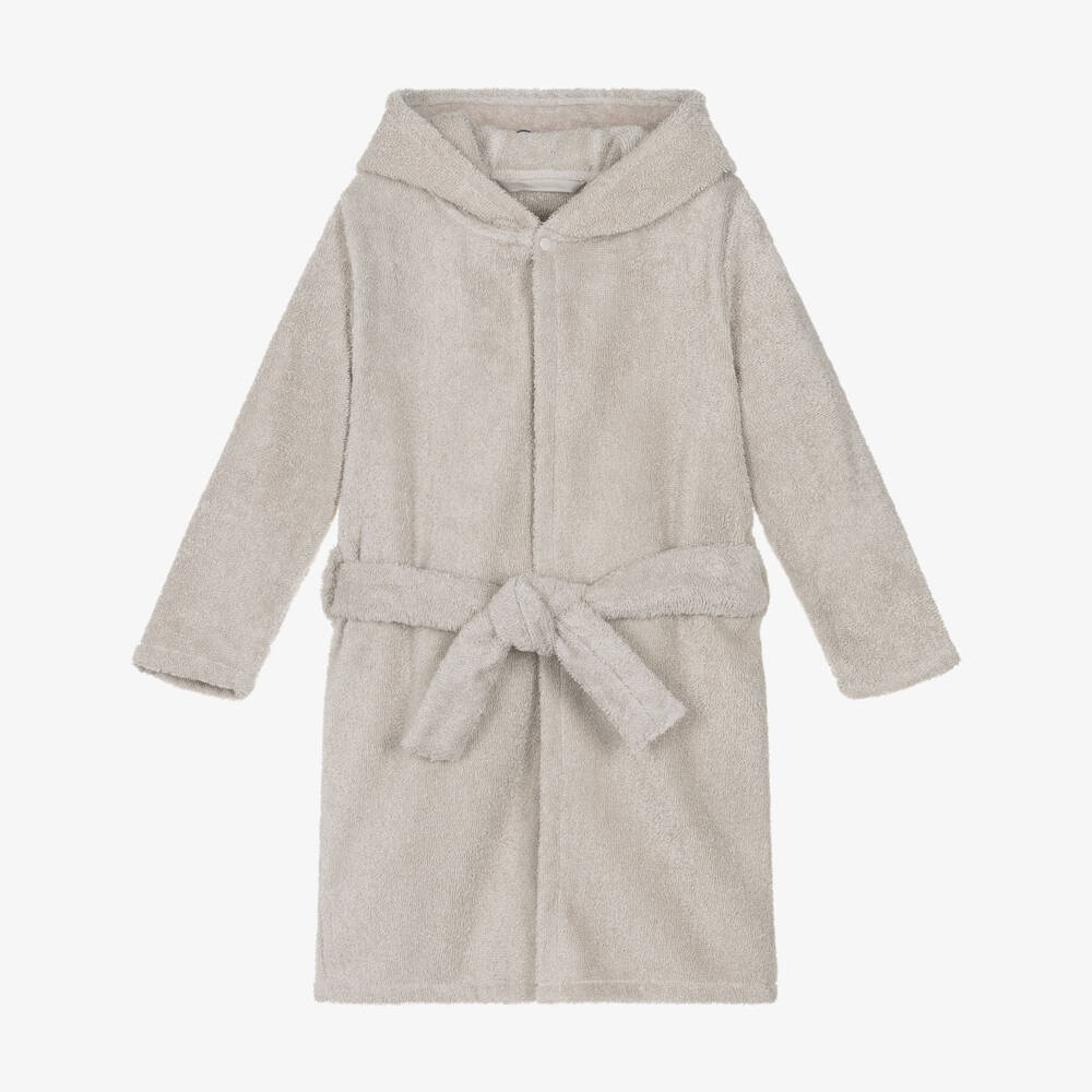 Pippi-Beige Cotton Towelling Bear Hooded Bathrobe | Childrensalon Outlet