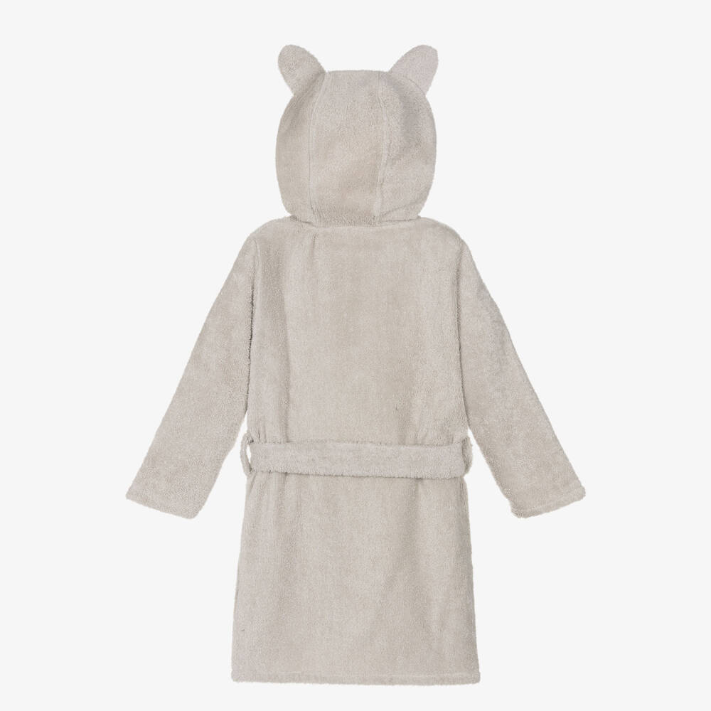 Pippi-Beige Cotton Towelling Bear Hooded Bathrobe | Childrensalon Outlet