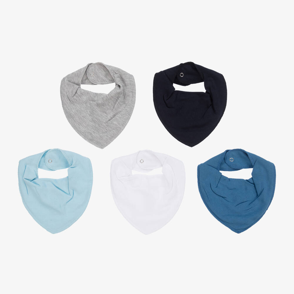 Pippi-Blue Organic Cotton Baby Bibs (5 Pack) | Childrensalon Outlet