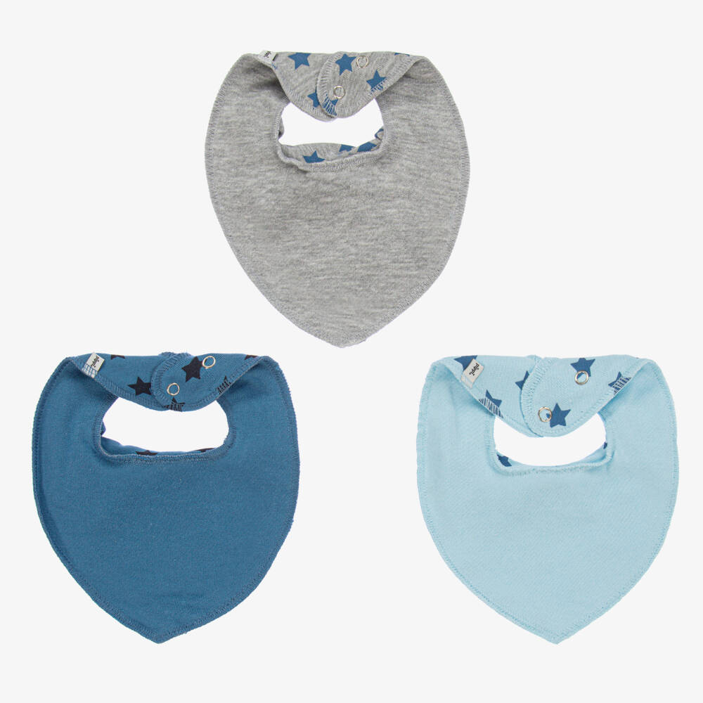 Pippi-Blue Organic Cotton Star Baby Bibs (3 Pack) | Childrensalon Outlet