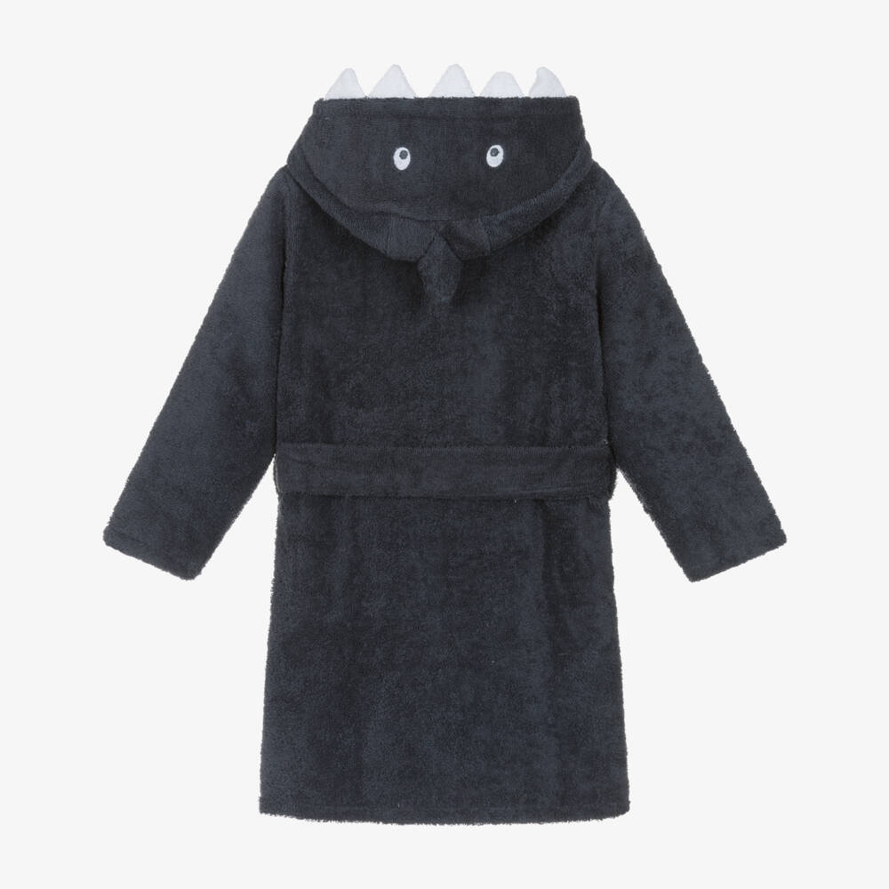Pippi-Dark Blue Cotton Towelling Shark Bathrobe | Childrensalon Outlet