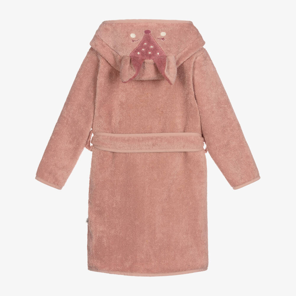 Pippi-Girls Dusky Pink Organic Cotton Towelling Bathrobe | Childrensalon Outlet