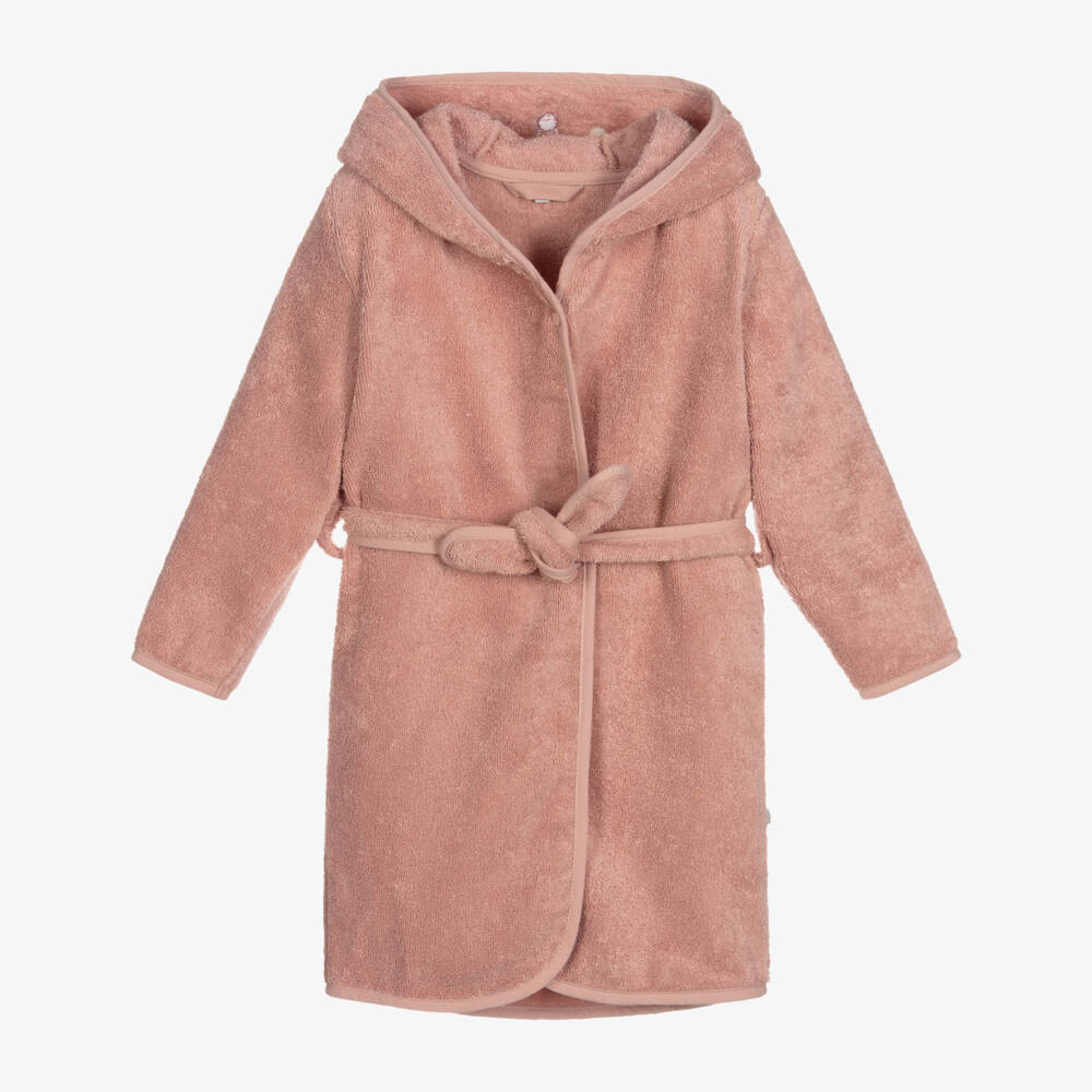 Pippi-Girls Dusky Pink Organic Cotton Towelling Bathrobe | Childrensalon Outlet