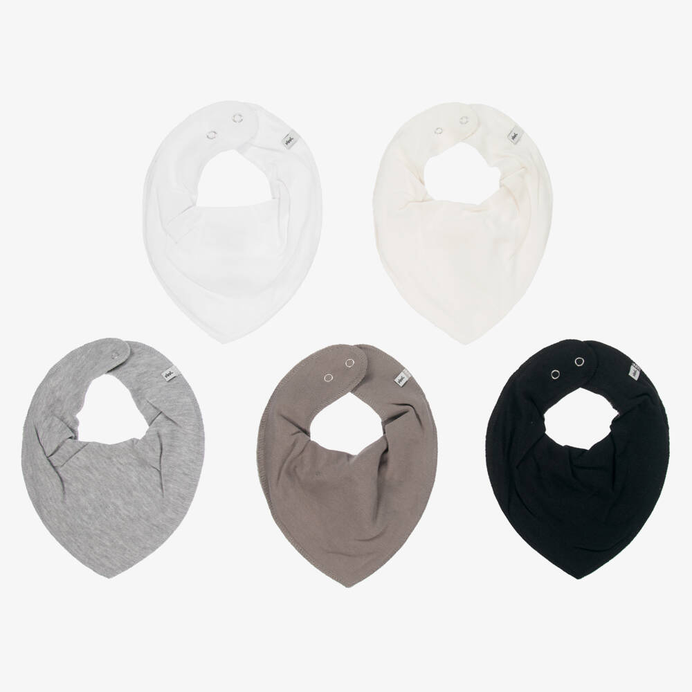 Pippi-Grey Organic Cotton Baby Bibs (5 Pack) | Childrensalon Outlet