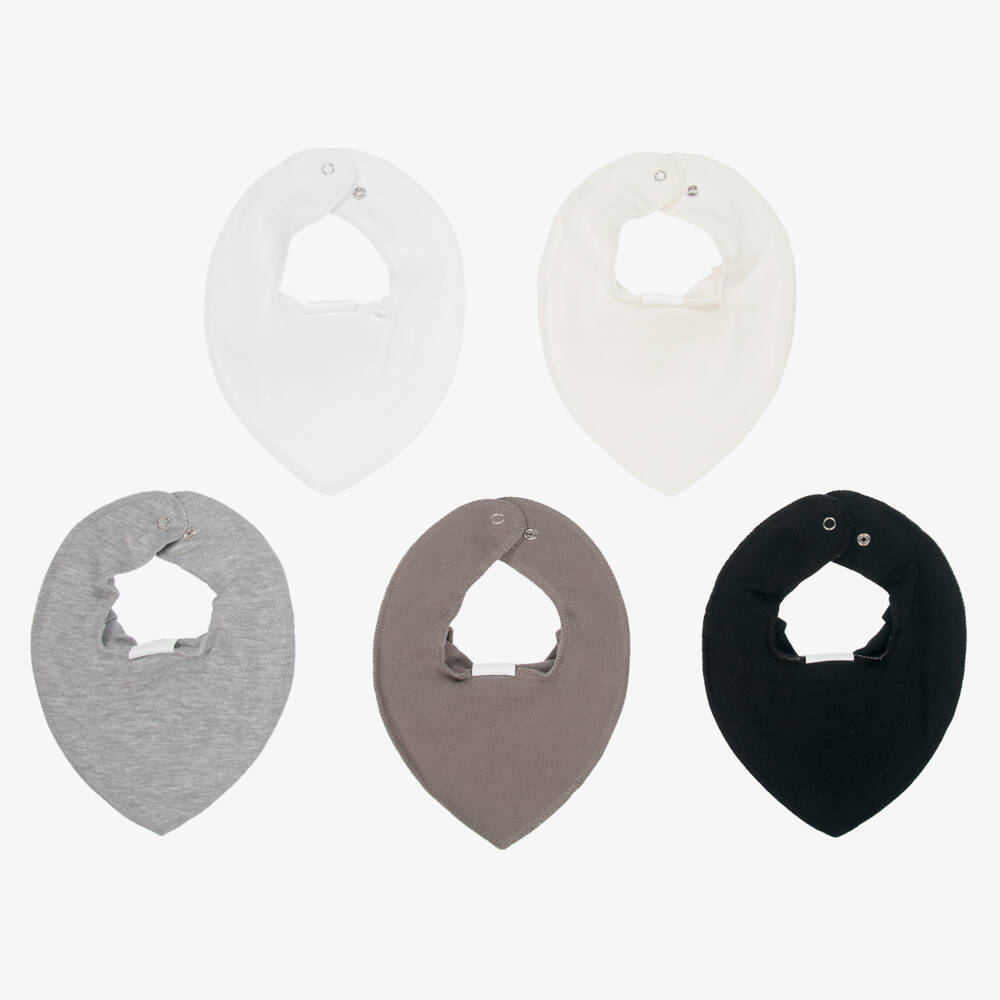 Pippi-Grey Organic Cotton Baby Bibs (5 Pack) | Childrensalon Outlet