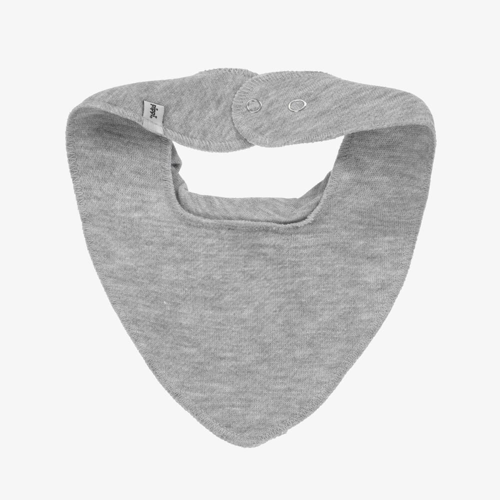 Pippi-Grey Organic Cotton Bandana Baby Bib | Childrensalon Outlet