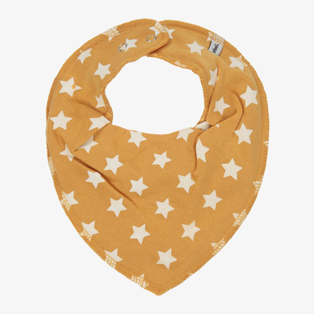 Pippi-Yellow Organic Cotton Star Print Bandana Baby Bib | Childrensalon Outlet