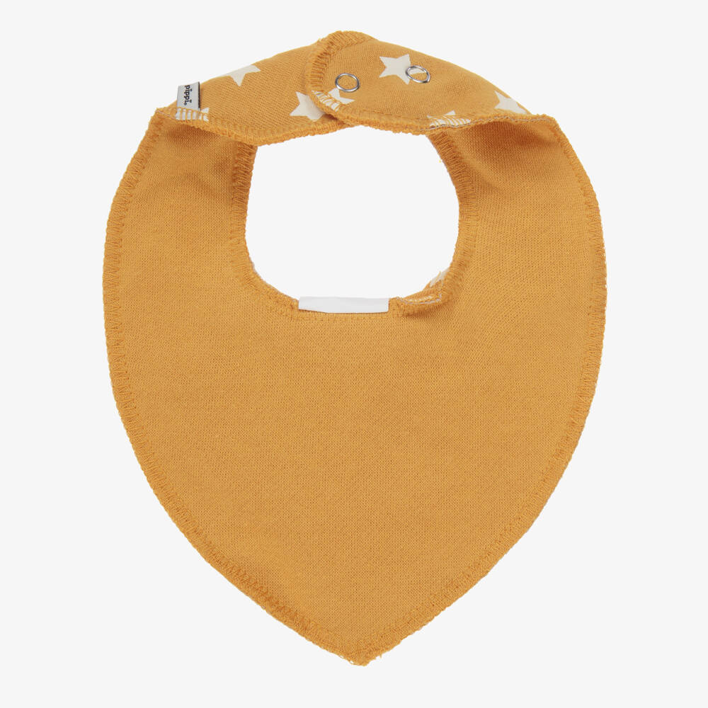 Pippi-Yellow Organic Cotton Star Print Bandana Baby Bib | Childrensalon Outlet