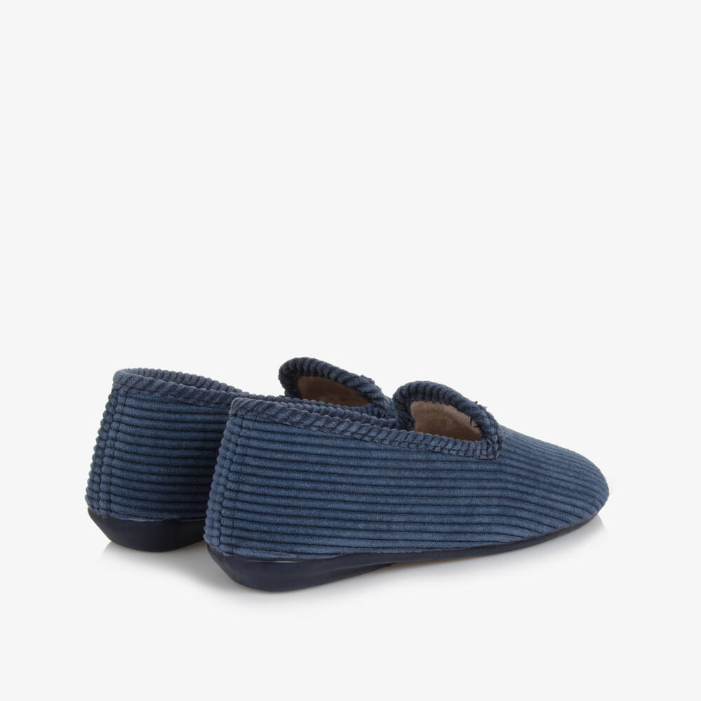 Pisamonas-Blue Corduroy Slippers | Childrensalon Outlet