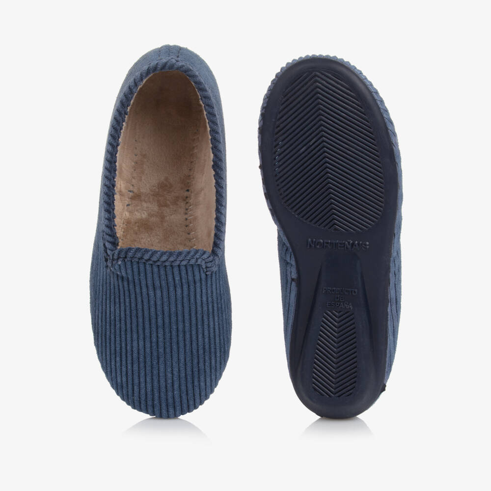 Pisamonas-Blue Corduroy Slippers | Childrensalon Outlet