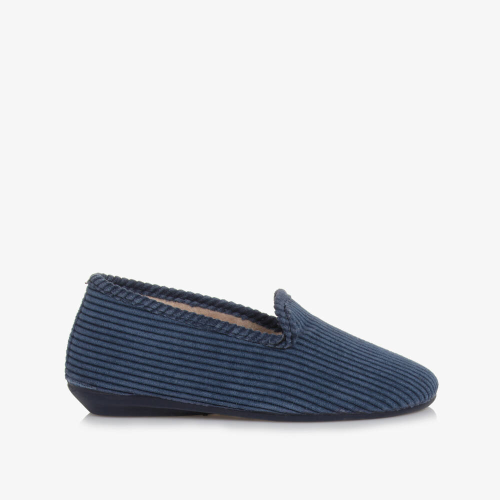 Pisamonas-Blue Corduroy Slippers | Childrensalon Outlet