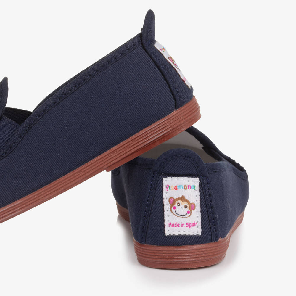Pisamonas-Boys Navy Blue Canvas Slip On Plimsolls | Childrensalon Outlet
