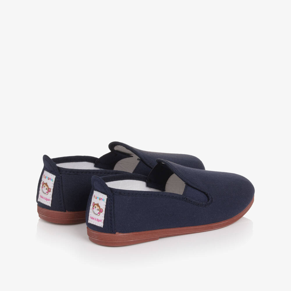 Pisamonas-Boys Navy Blue Canvas Slip On Plimsolls | Childrensalon Outlet