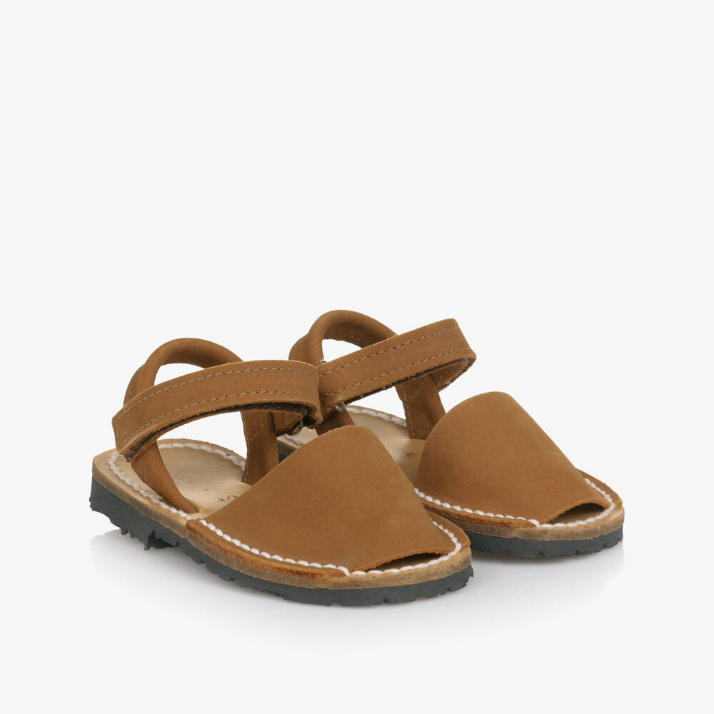 Pisamonas-صنادل جلدية مفتوحة الأصابع للبنين بلون البيج | Childrensalon Outlet