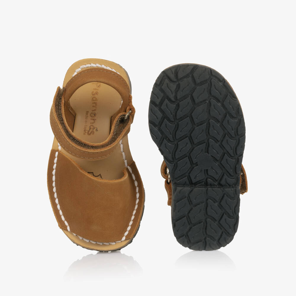 بيساموناس-صنادل جلدية مفتوحة الأصابع للبنين بلون البيج | Childrensalon Outlet