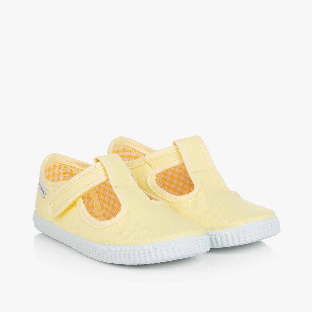 Pisamonas-Boys Yellow Canvas Velcro Shoes | Childrensalon Outlet
