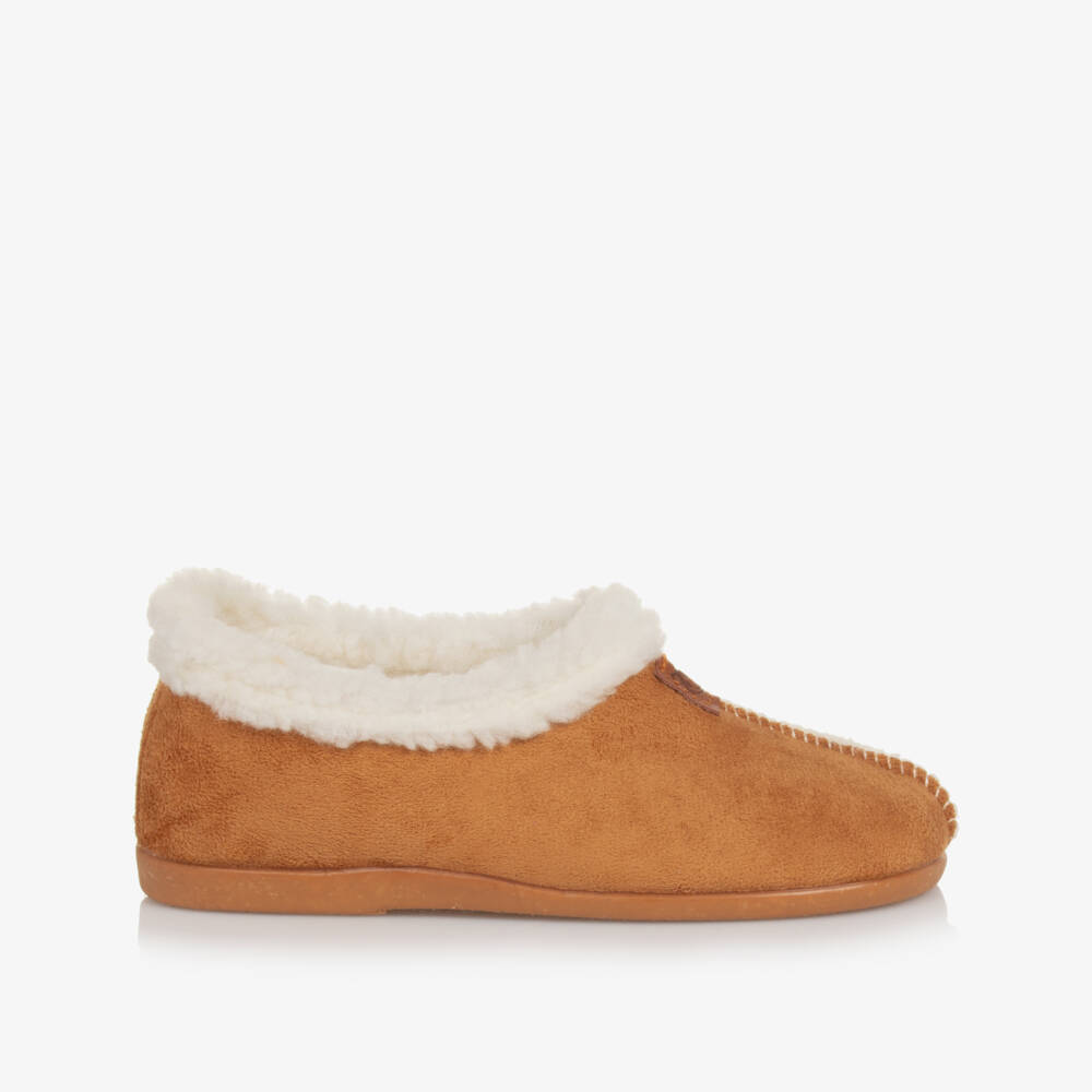 Pisamonas-Cozy Chestnut Faux Shearling Slippers | Childrensalon Outlet