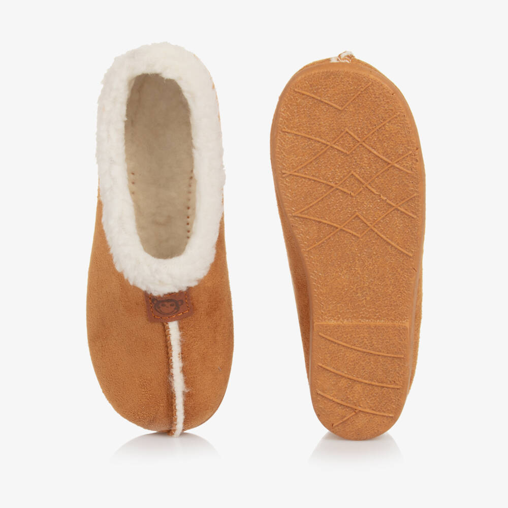 Pisamonas-Cozy Chestnut Faux Shearling Slippers | Childrensalon Outlet
