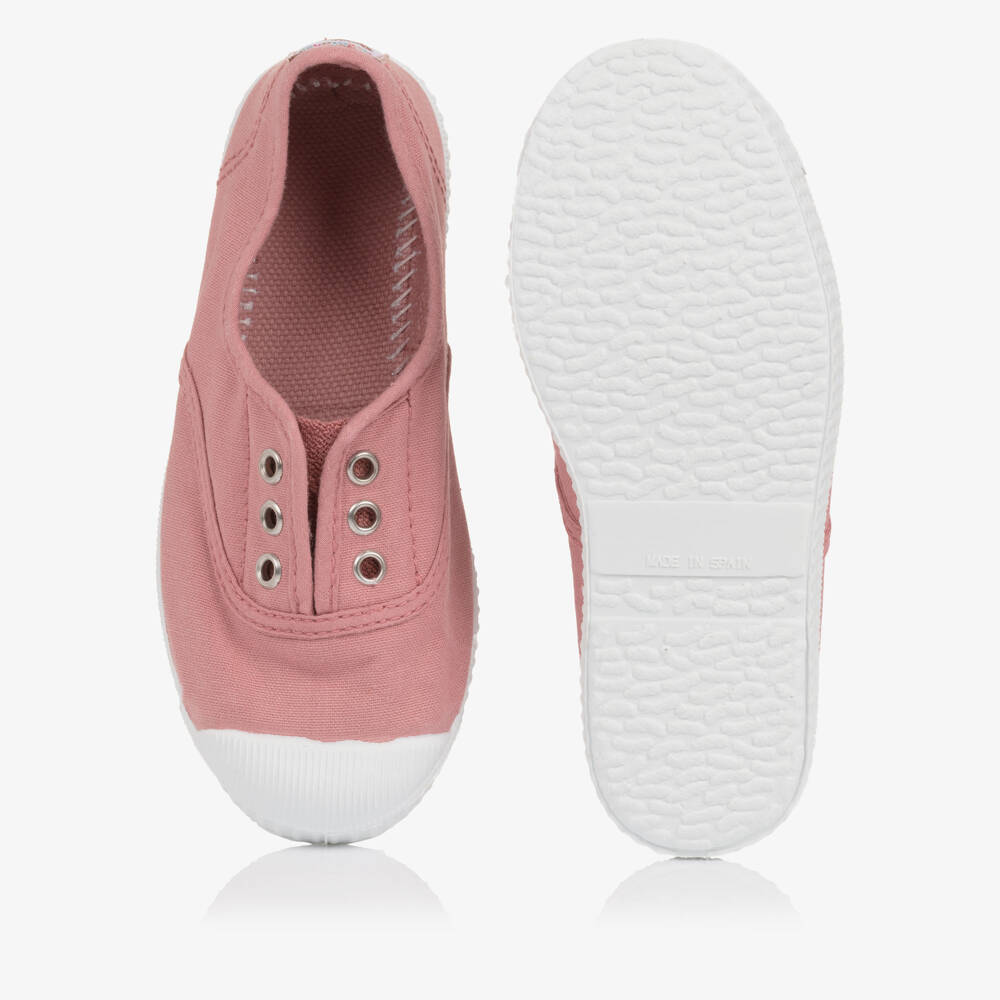 Pisamonas-Girls Dark Pink Canvas Slip-On Trainers | Childrensalon Outlet