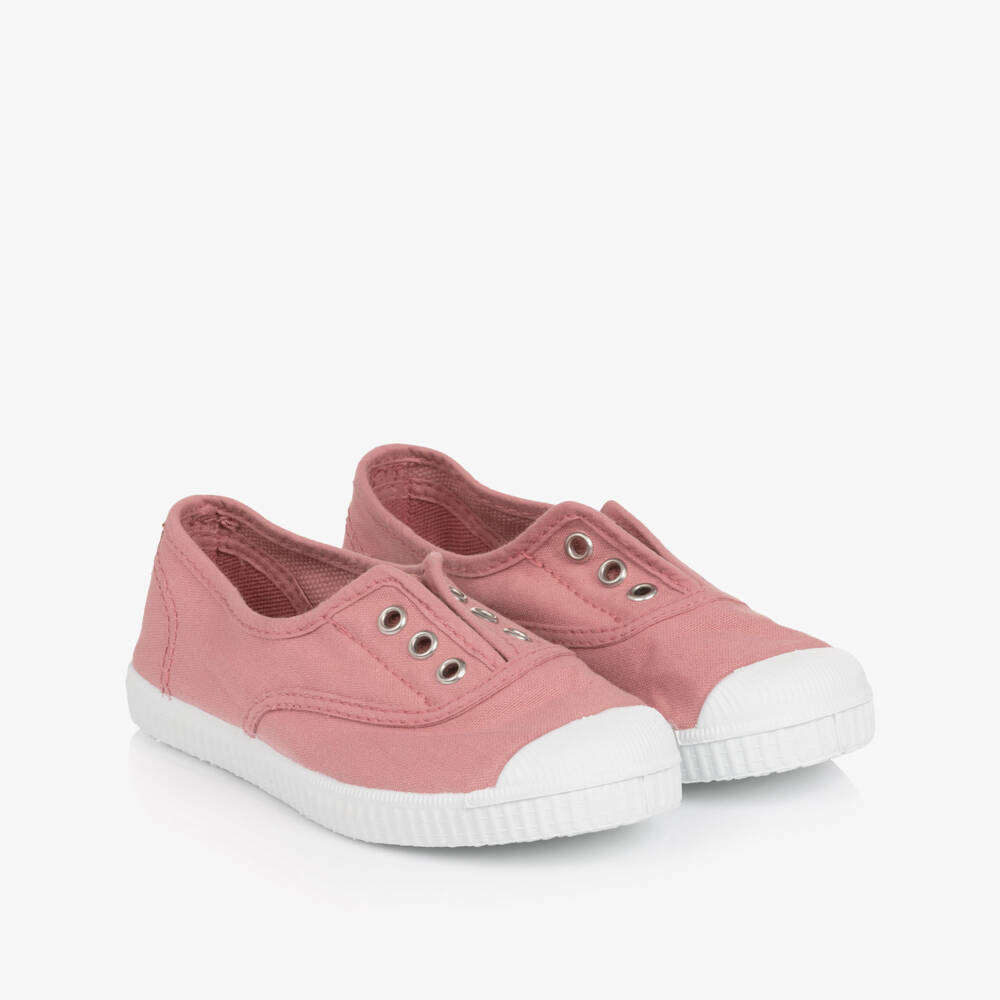 Pisamonas-Girls Dark Pink Canvas Slip-On Trainers | Childrensalon Outlet