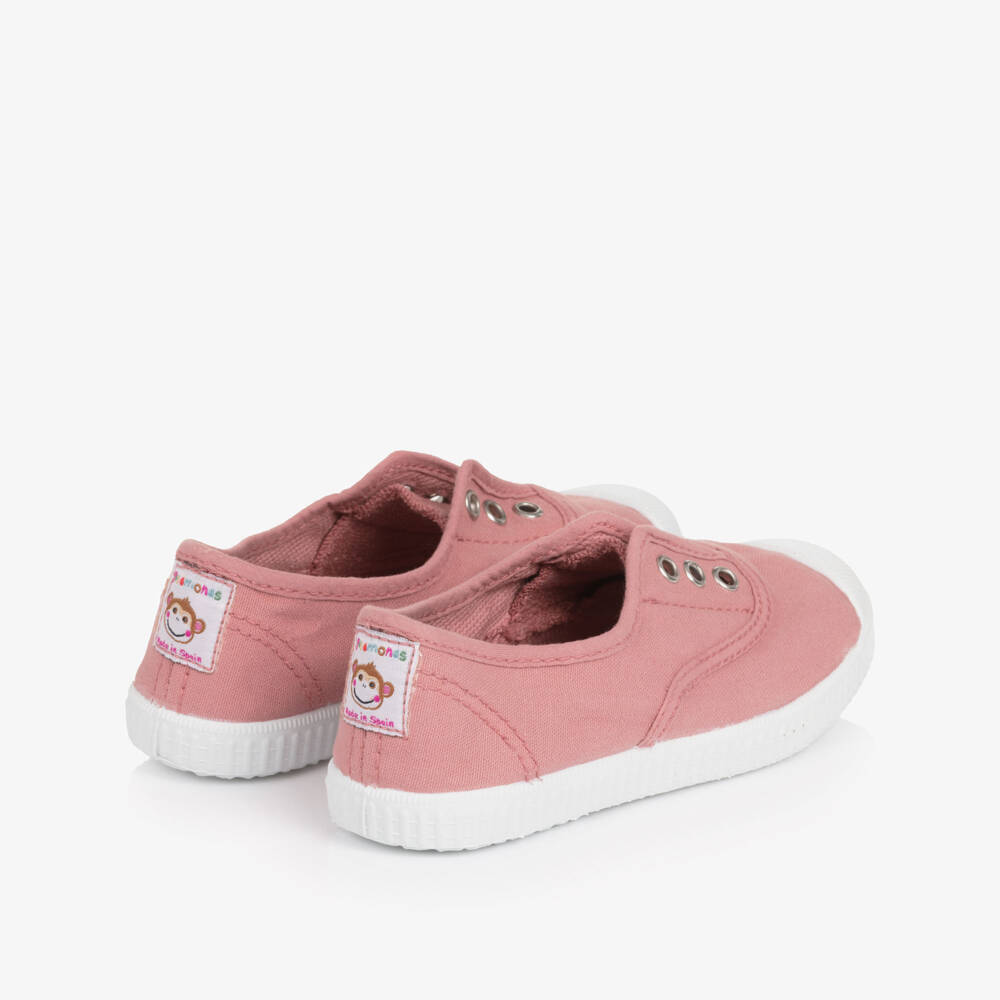 Pisamonas-Girls Dark Pink Canvas Slip-On Trainers | Childrensalon Outlet
