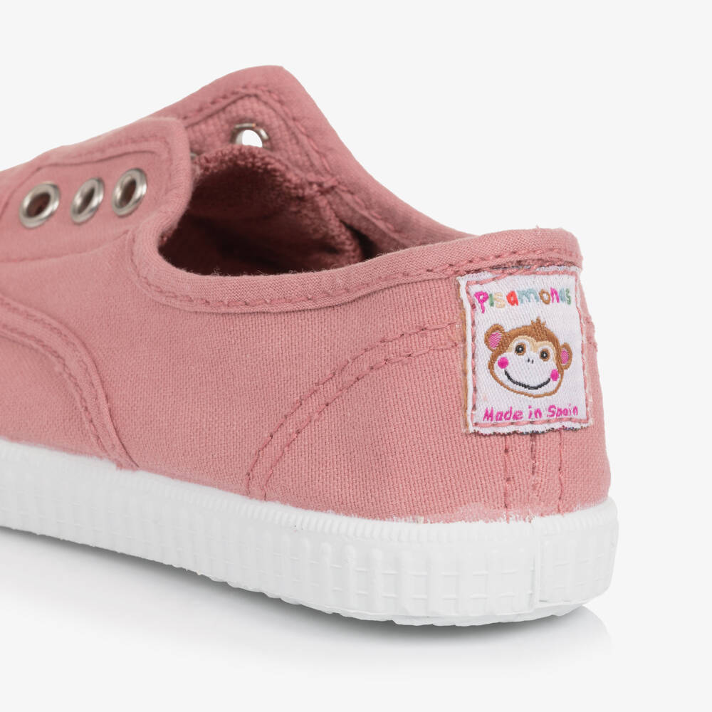 Pisamonas-Girls Dark Pink Canvas Slip-On Trainers | Childrensalon Outlet