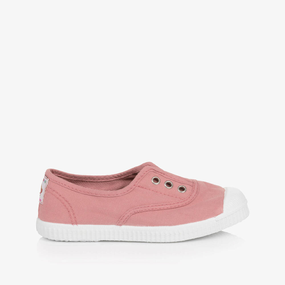 Pisamonas-Girls Dark Pink Canvas Slip-On Trainers | Childrensalon Outlet