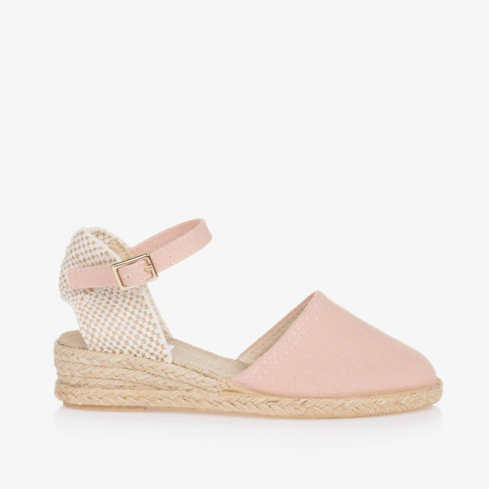 Pisamonas-Girls Pink & Beige Espadrille Wedges | Childrensalon Outlet