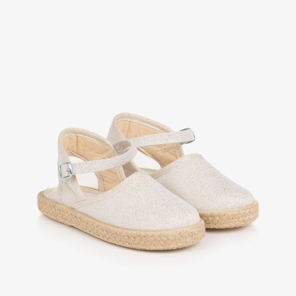 Pisamonas-Girls Sparkly Silver Espadrilles | Childrensalon Outlet