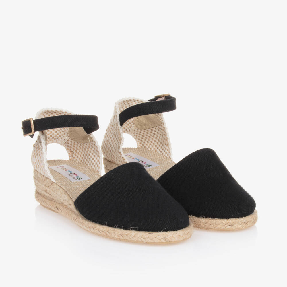 Pisamonas-Girls Wedge Black & Beige Espadrilles | Childrensalon Outlet