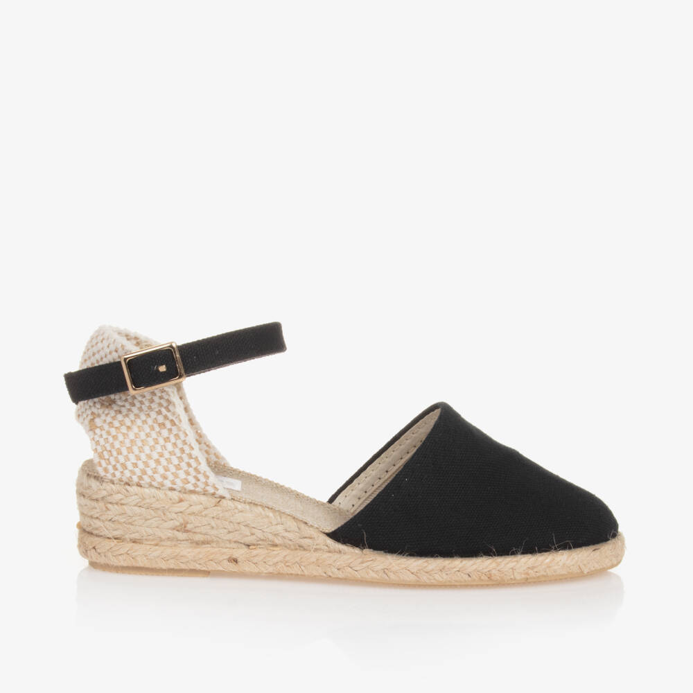 Pisamonas-Girls Wedge Black & Beige Espadrilles | Childrensalon Outlet
