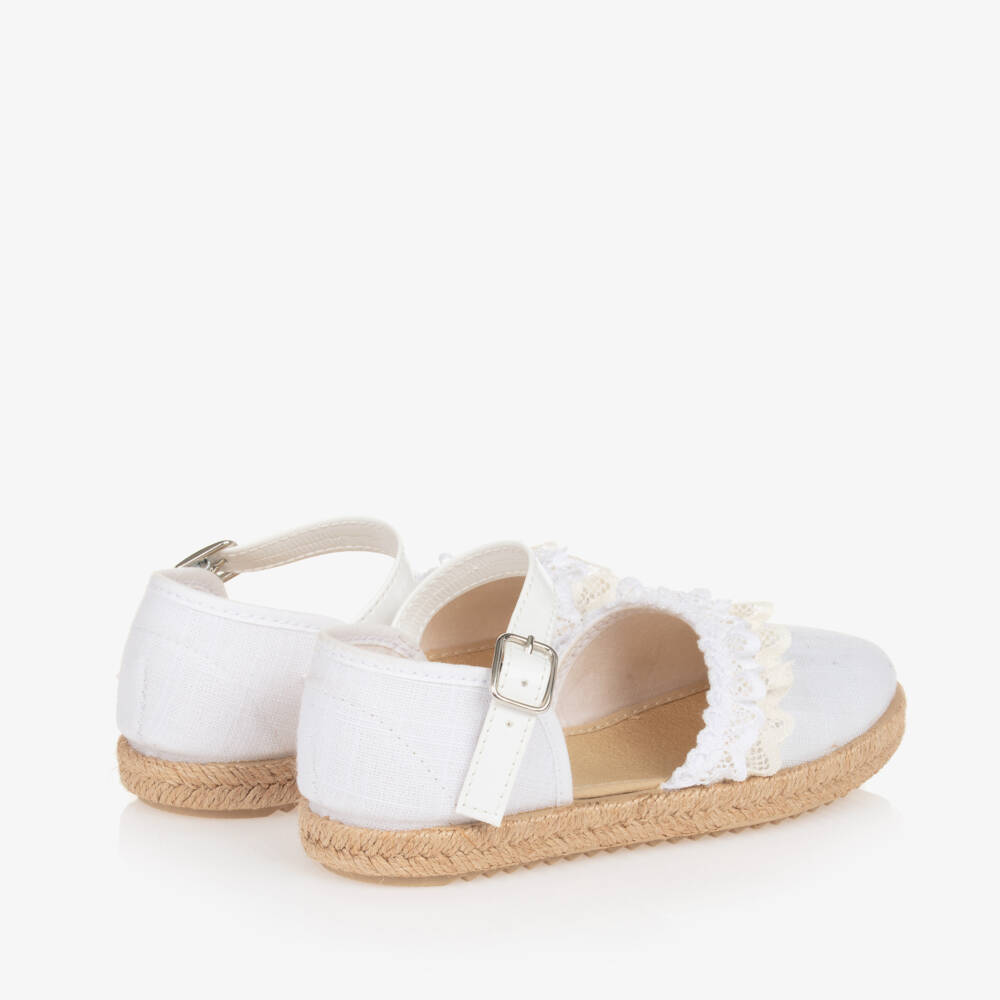 Pisamonas-Girls White Lacy Espadrilles | Childrensalon Outlet
