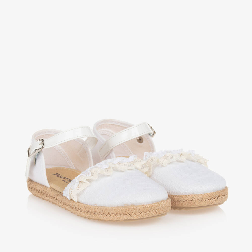 Pisamonas-Girls White Lacy Espadrilles | Childrensalon Outlet