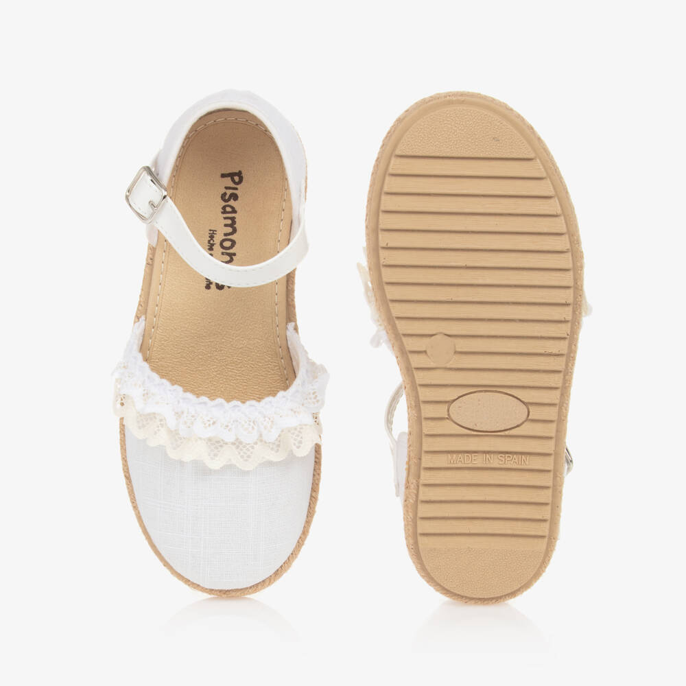 Pisamonas-Girls White Lacy Espadrilles | Childrensalon Outlet