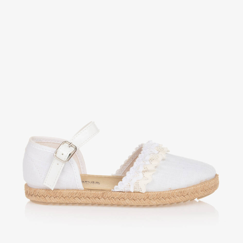 Pisamonas-Girls White Lacy Espadrilles | Childrensalon Outlet
