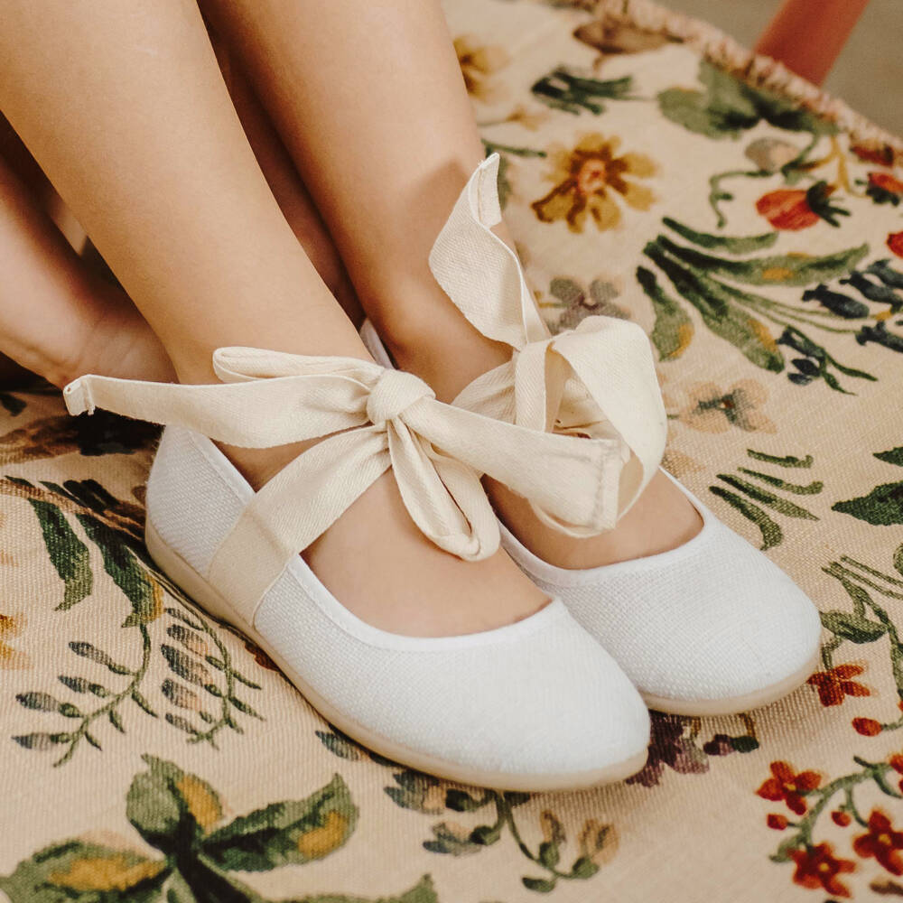 Pisamonas-باليرينا عاجية للبنات مع فيونكة | Childrensalon Outlet