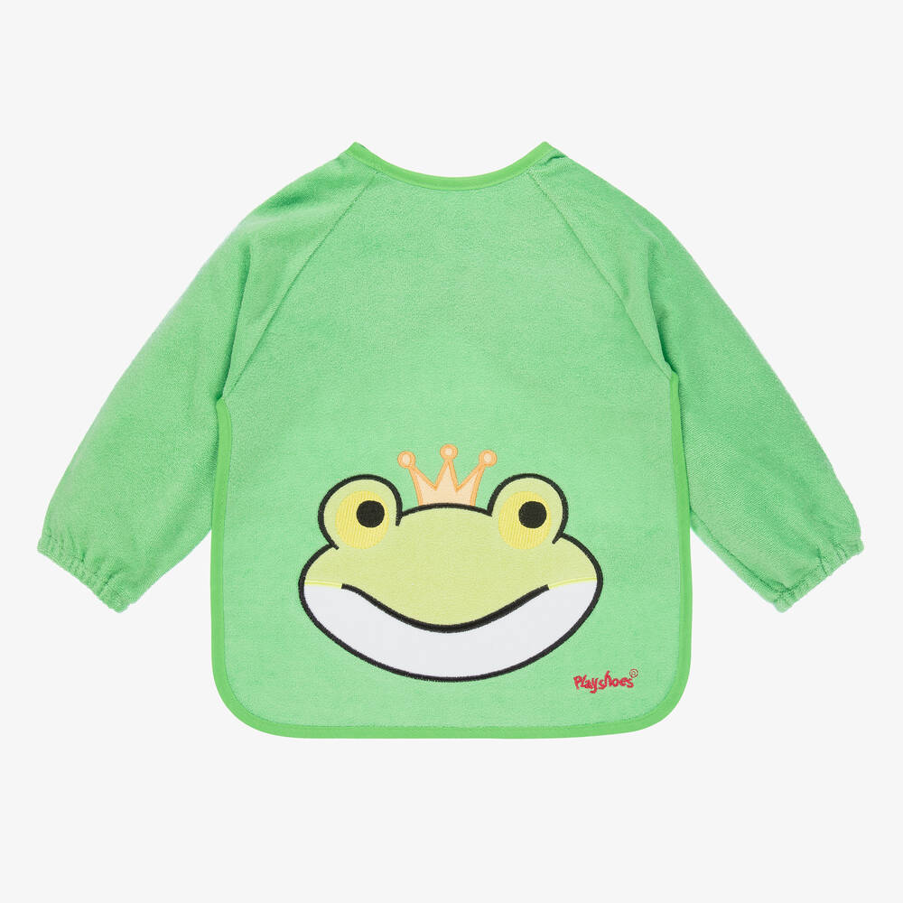 Playshoes-Baby Green Frog Sleeved Apron Bib | Childrensalon Outlet